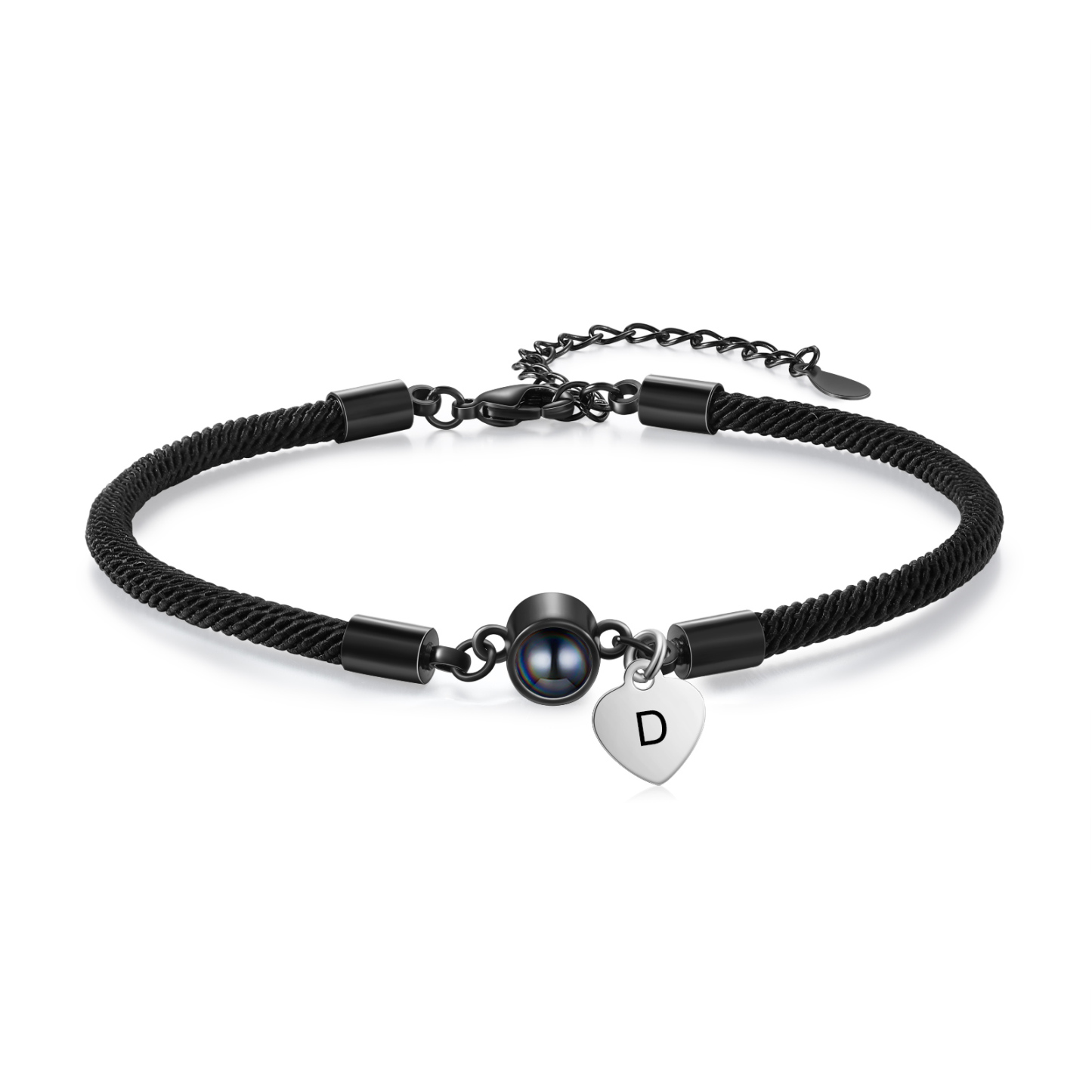 Bracelet Photo Projection Personnalisé Avec Pierre de Projection et Initiale Bracelet Personalisable｜Jessemade