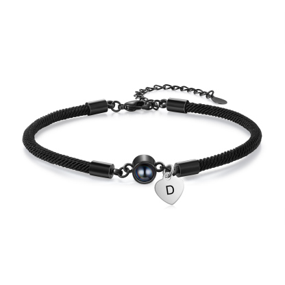 Bracelet Photo Projection Personnalisé Avec Pierre de Projection et Initiale Bracelet Personalisable｜Jessemade