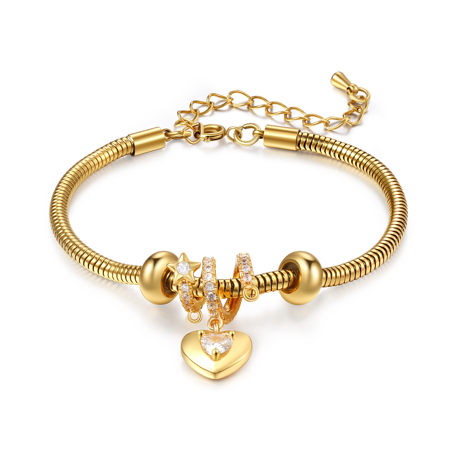 Bracelet Personnalisé avec 1 Prénom et Pierre de Naissance Bracelet Pendentif Coeur Personnalisable pour Femme | Jessemade