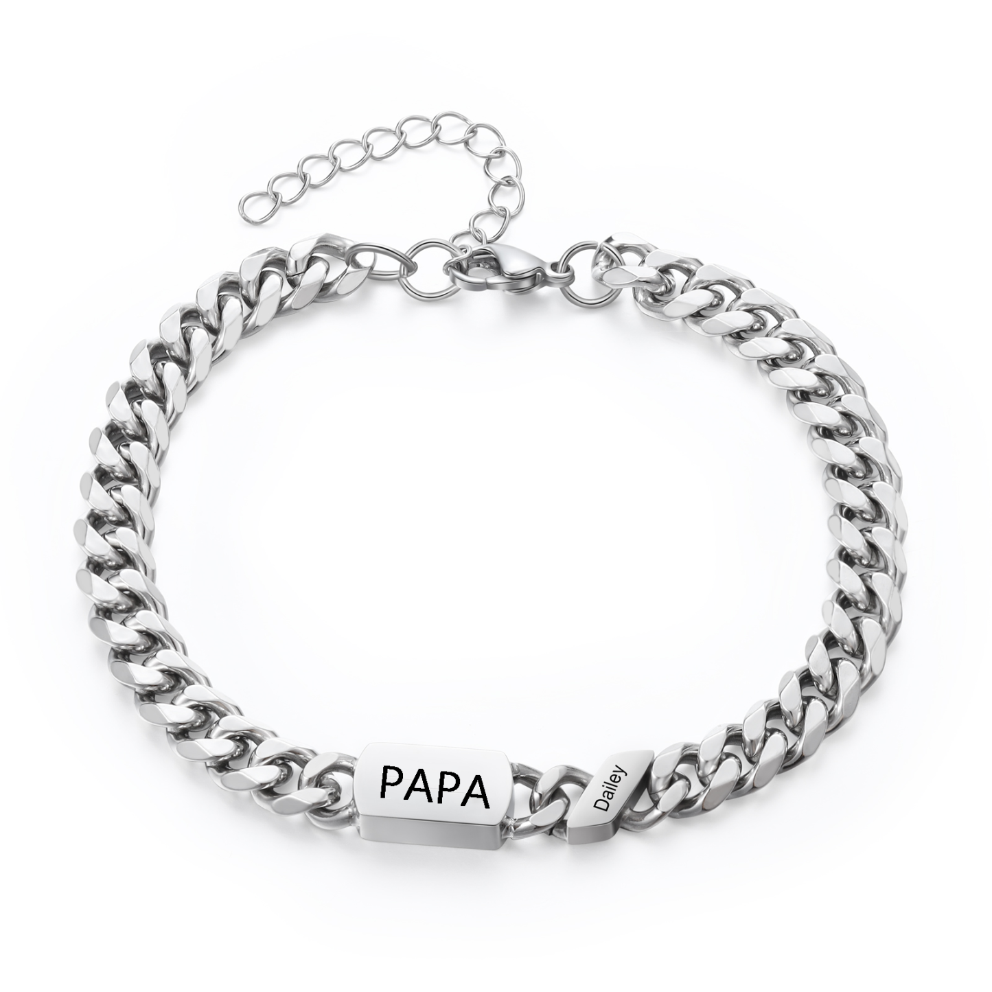 Bracelet cubain personnalisé en acier inoxydable 1-6 Prénoms Personnalisés et Texte Bracelets pour Homme|Jessemade