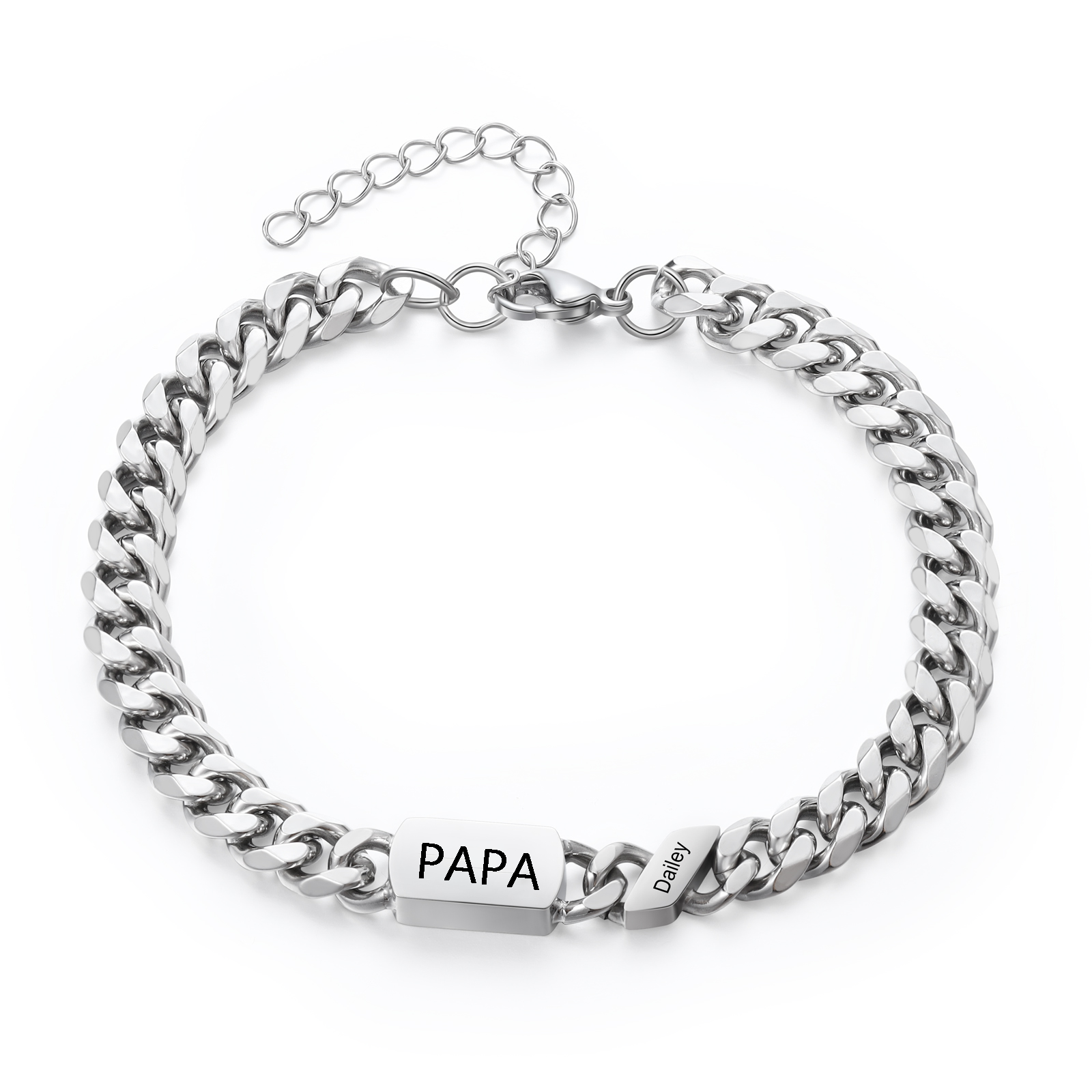 Bracelet cubain personnalisé en acier inoxydable 1-6 Prénoms Personnalisés et Texte Bracelets pour Homme|Jessemade