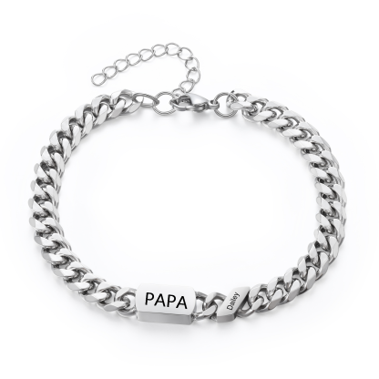 Bracelet cubain personnalisé en acier inoxydable 1-6 Prénoms Personnalisés et Texte Bracelets pour Homme｜Jessemade
