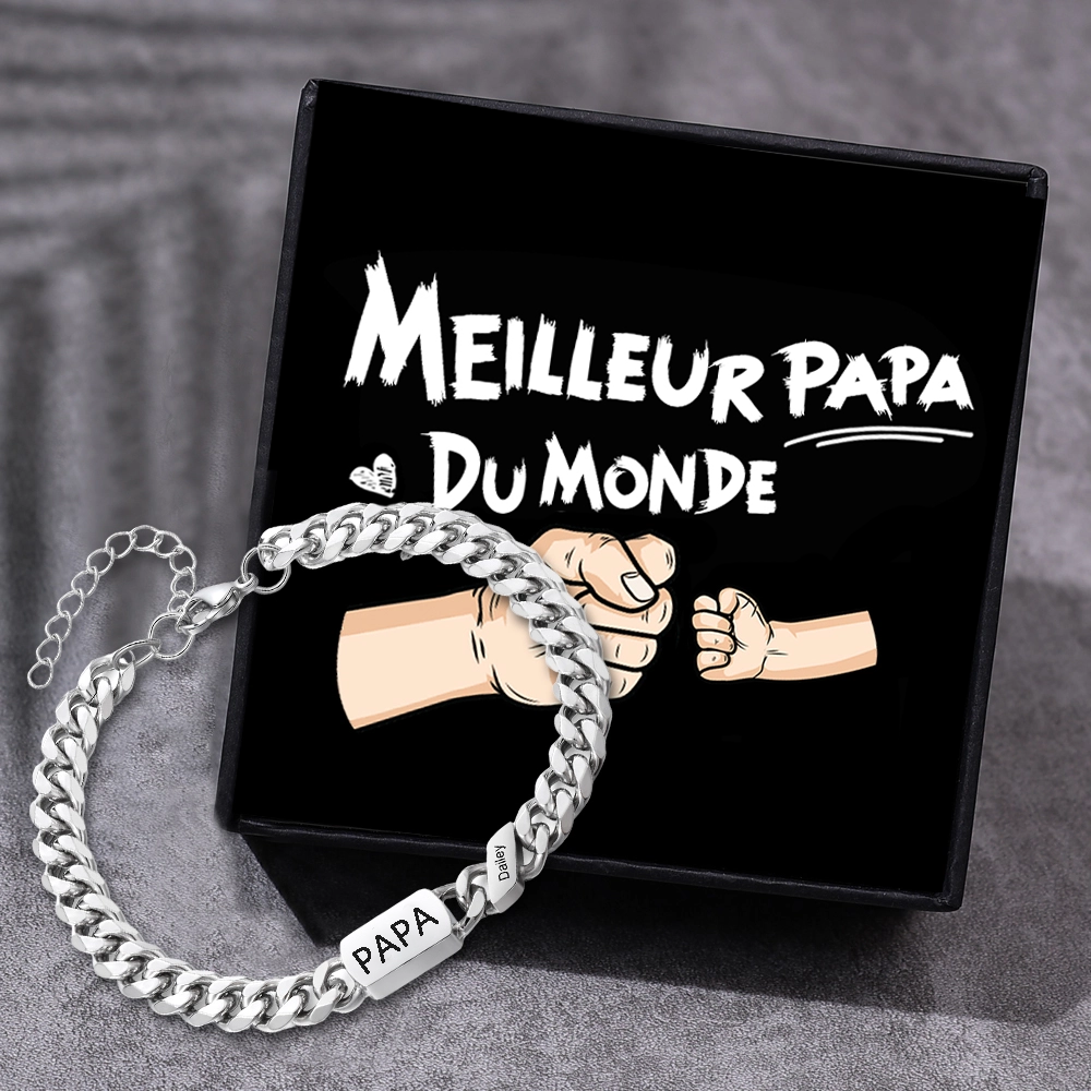 Bracelet cubain personnalisé pour homme – Gravure 1 à 6 noms, cadeau unique et élégant | Jessemade