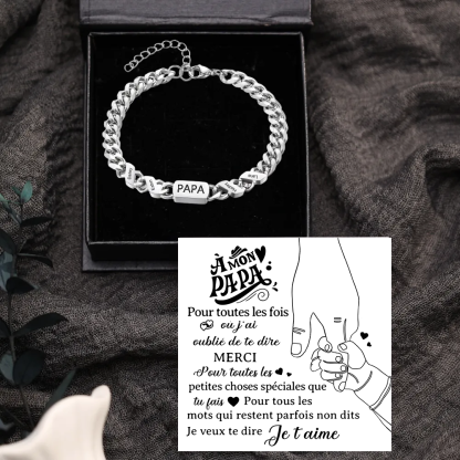 À mon Papa - Bracelet Personnalisé 1-6 Prénoms Personnalisés et Texte Bracelet Cubain pour Homme｜Jessemade