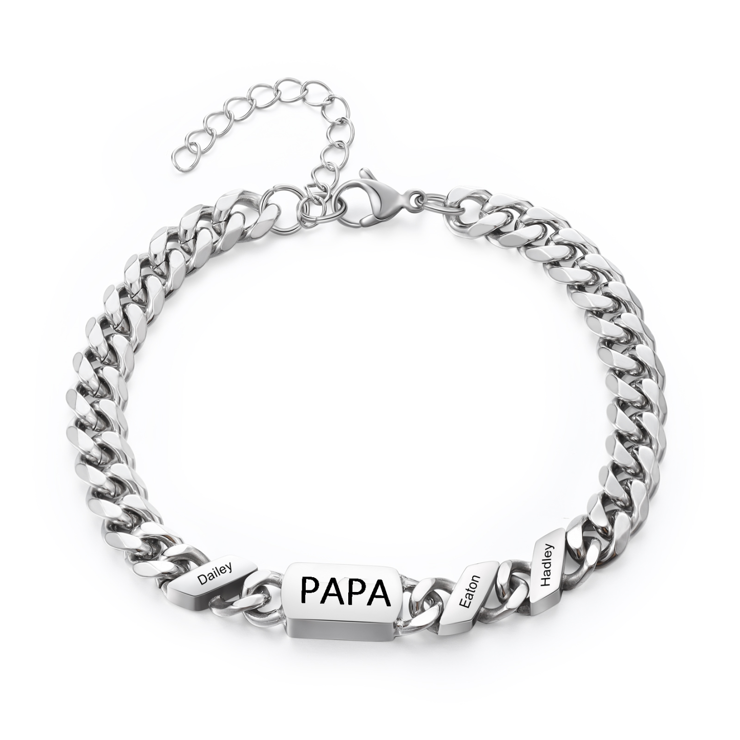 Bracelet cubain personnalisé en acier inoxydable 1-6 Prénoms Personnalisés et Texte Bracelets pour Homme|Jessemade
