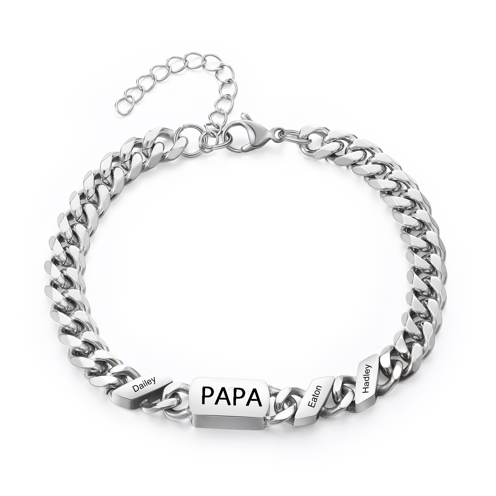 Bracelet cubain personnalisé en acier inoxydable 1-6 Prénoms Personnalisés et Texte Bracelets pour Homme|Jessemade