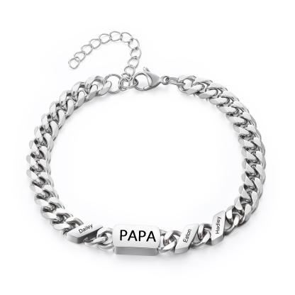 Bracelet cubain personnalisé en acier inoxydable 1-6 Prénoms Personnalisés et Texte Bracelets pour Homme｜Jessemade