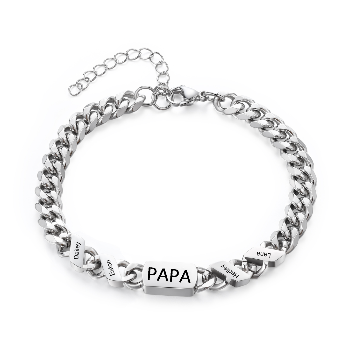 Bracelet cubain personnalisé en acier inoxydable 1-6 Prénoms Personnalisés et Texte Bracelets pour Homme｜Jessemade