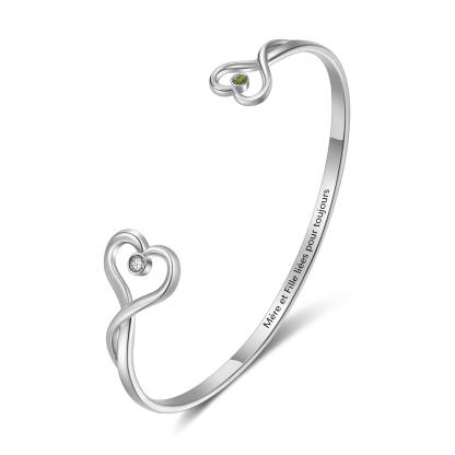 Bracelet en acier inoxydable Personnalisé avec 2 Pierres de Naissance et Texte Bracelet pour Femme | Jessemade