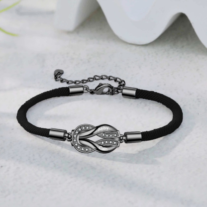 Bracelet Infini Personnalisé avec 2 Prénoms Bracelet Personnalisable Avec Cordon Noir Réglable | Jessemade