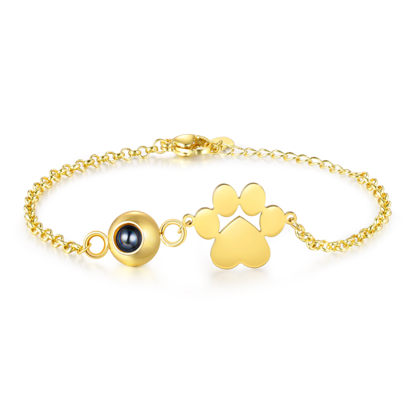 Bracelet Projection Photo Personnalisée avec 1 Prénom Pendentif Patte de Chat Bracelet pour Femme | Jessemade