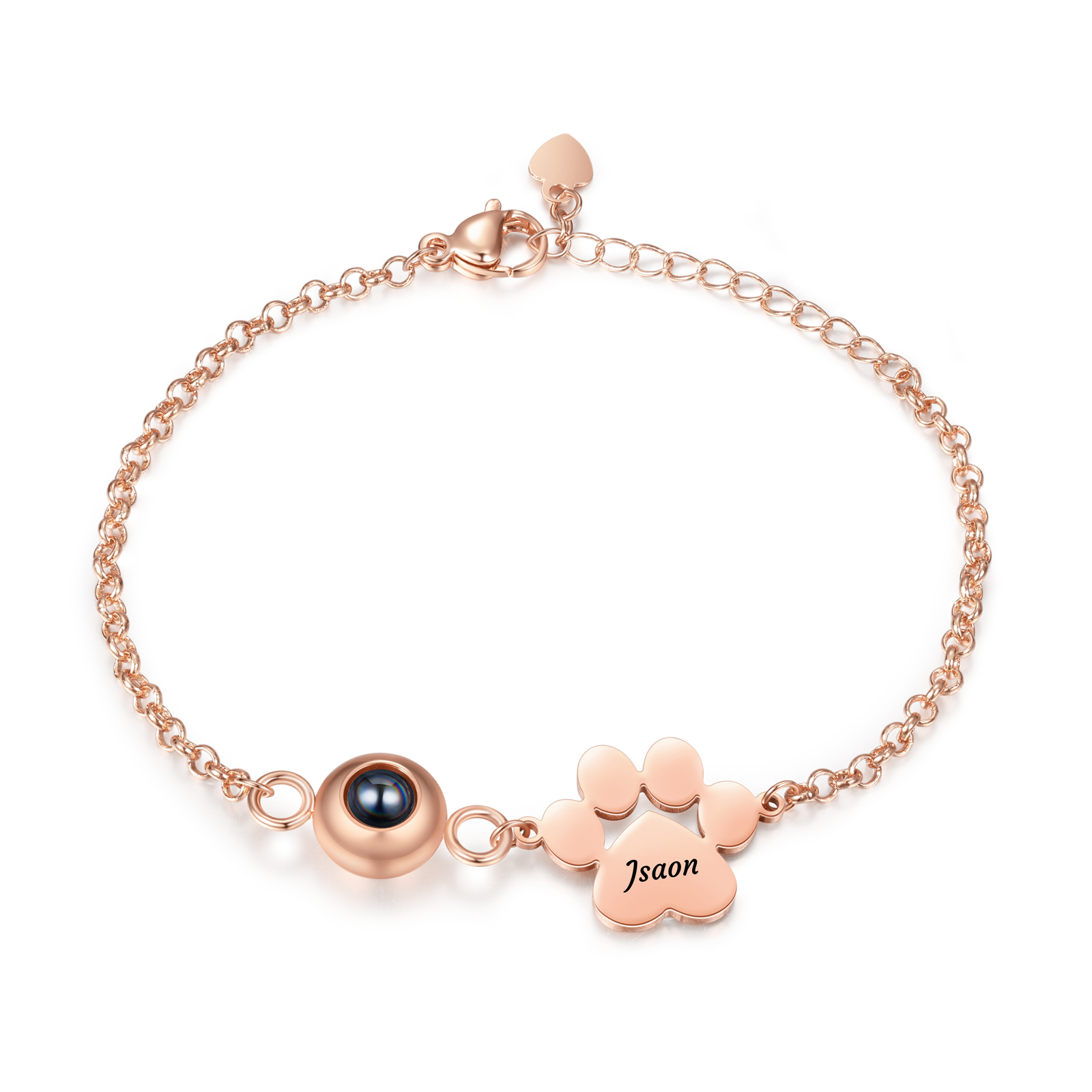 Bracelet Projection Photo Personnalisée avec 1 Prénom Pendentif Patte de Chat Bracelet pour Femme | Jessemade