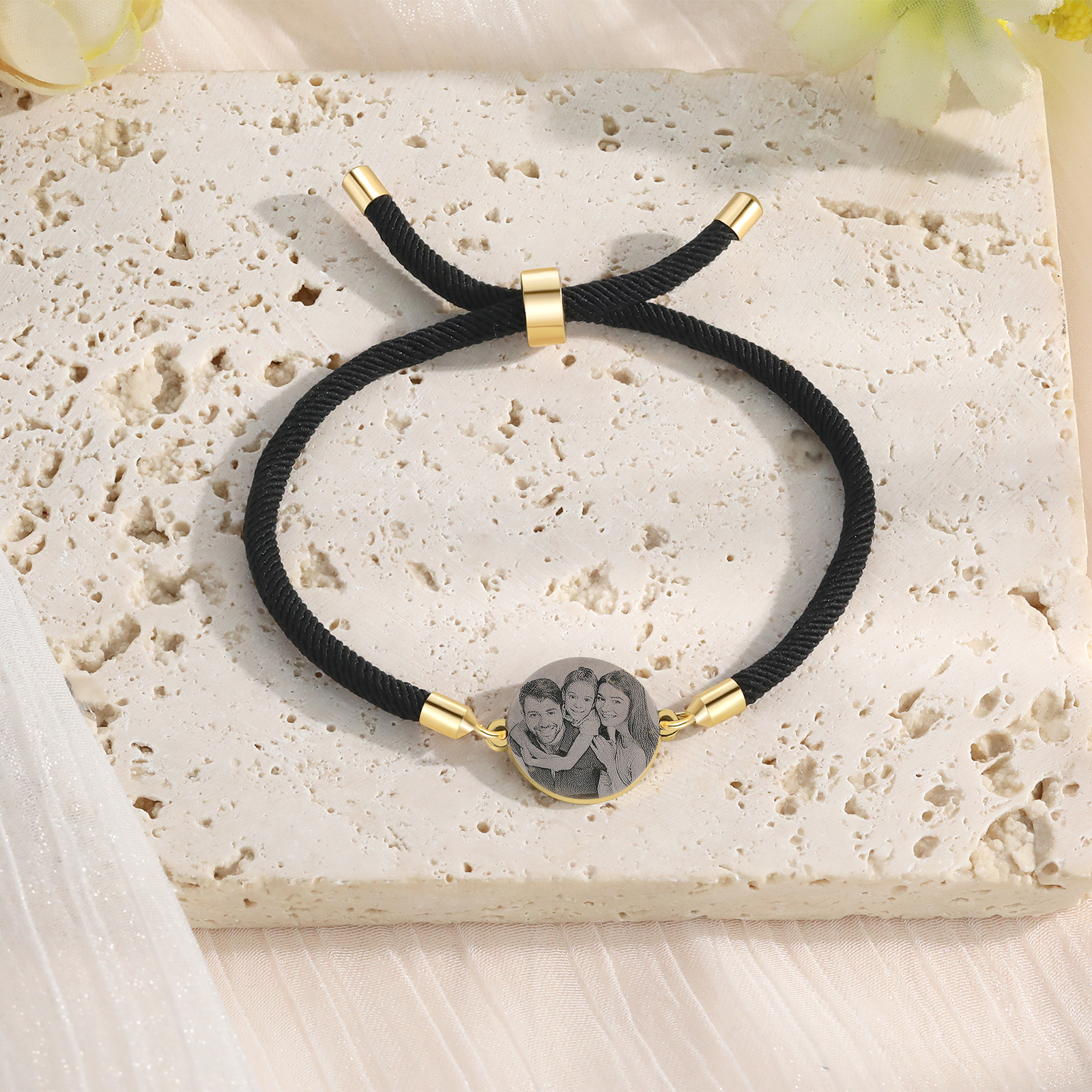 Bracelet Photo Personnalisée Blanc rose et noir Bracelet Projection | Jessemade