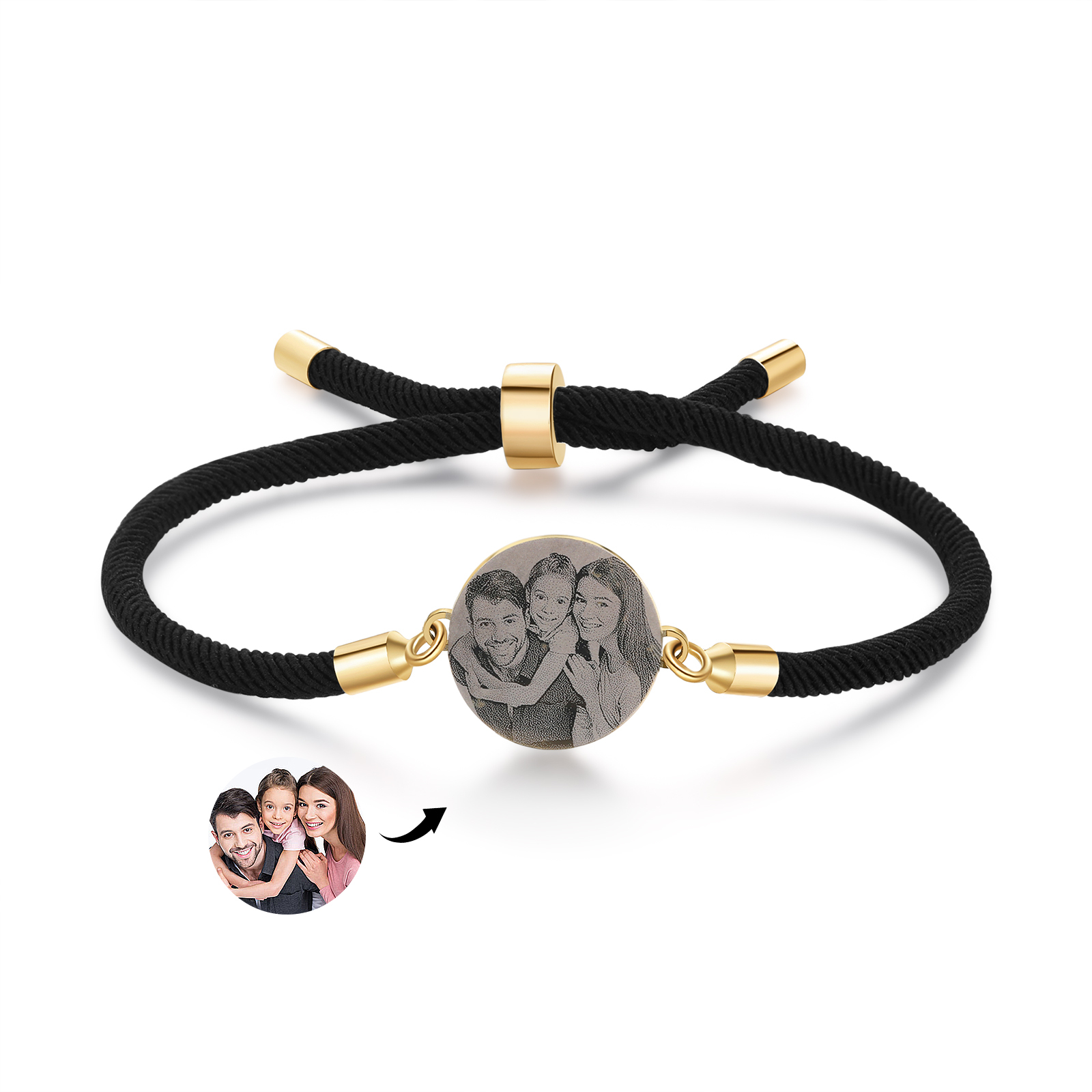 Bracelet Photo Personnalisée Blanc rose et noir Bracelet Projection | Jessemade