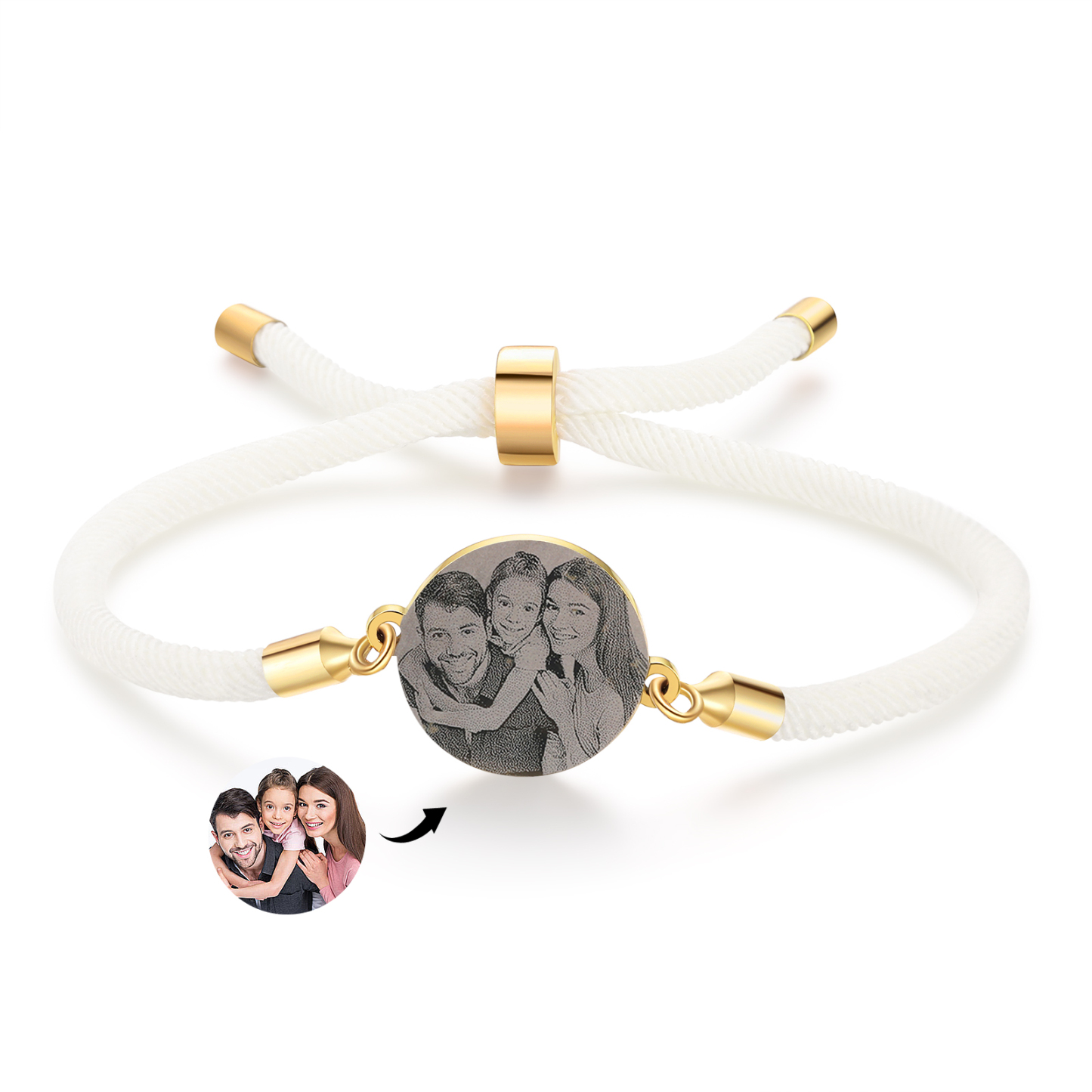 Bracelet Photo Personnalisée Blanc rose et noir Bracelet Projection | Jessemade
