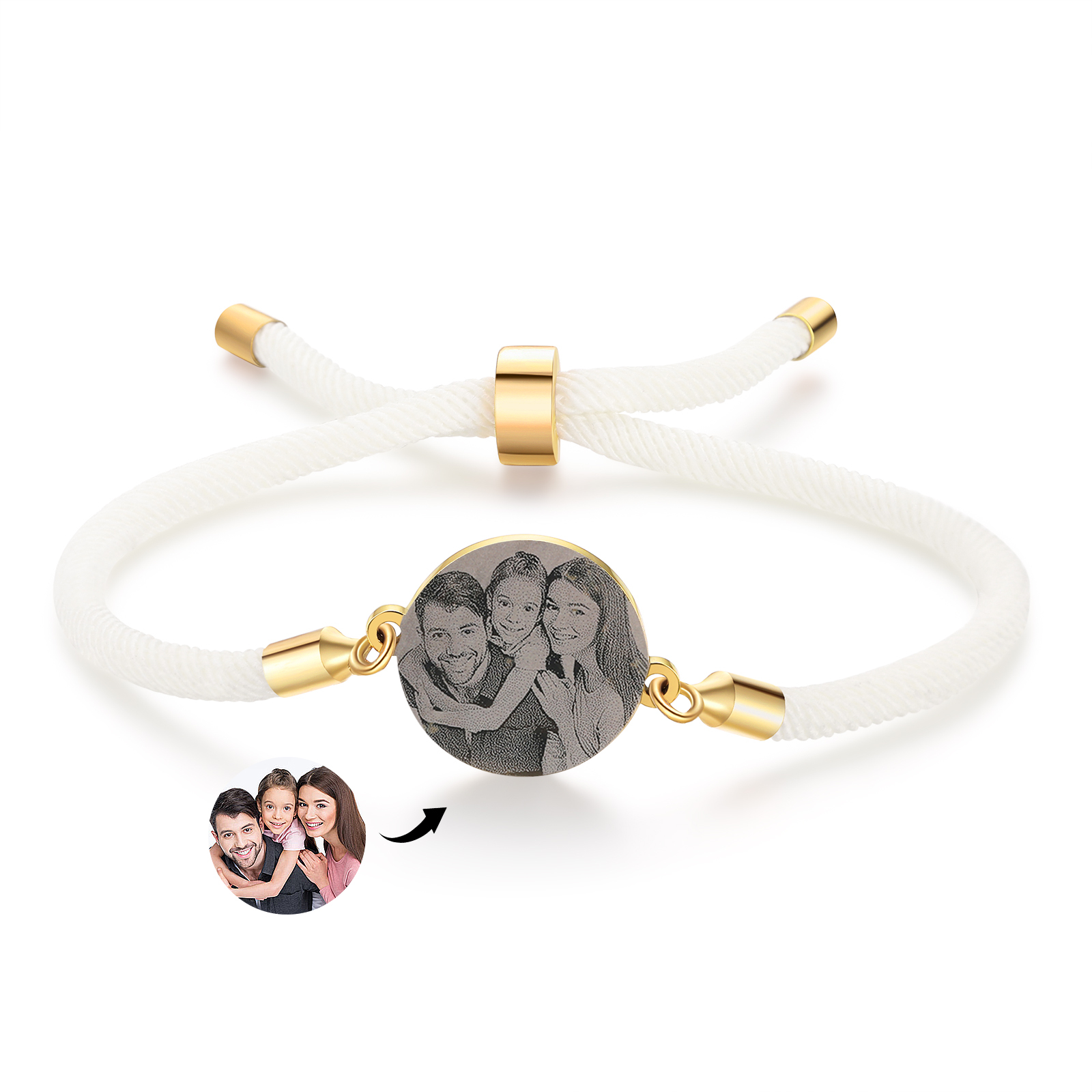 Bracelet Photo Personnalisée Blanc rose et noir Bracelet Projection | Jessemade