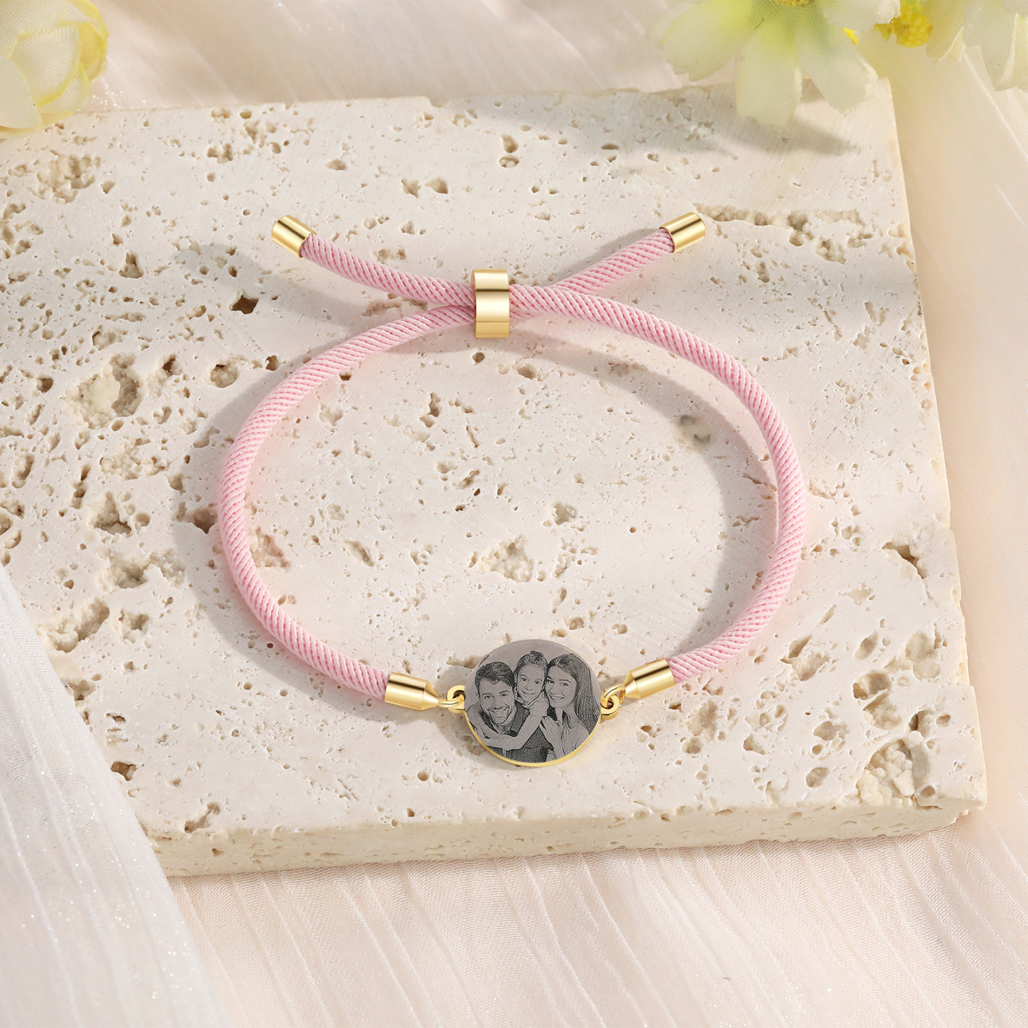 Bracelet Photo Personnalisée Blanc rose et noir Bracelet Projection | Jessemade