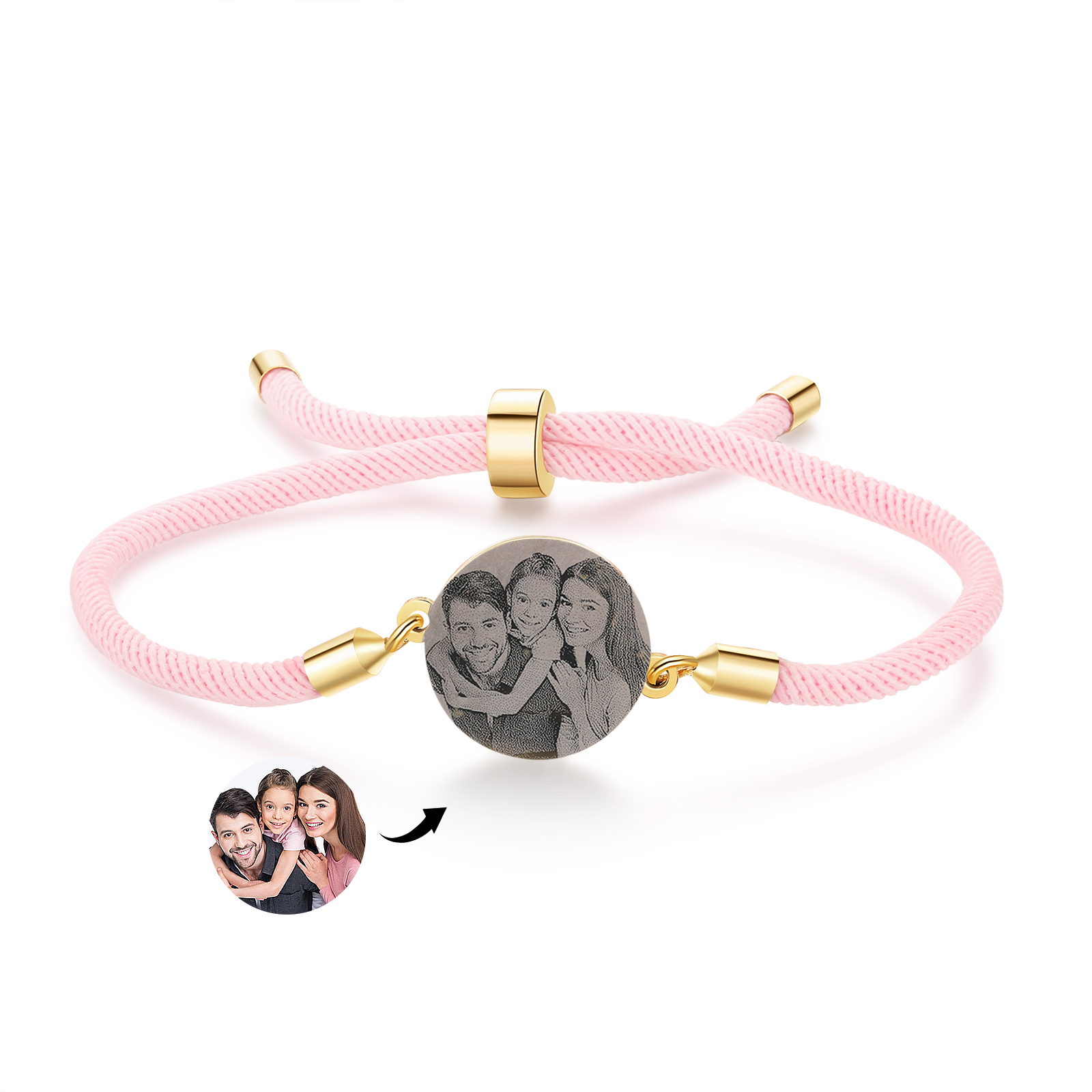 Bracelet Photo Personnalisée Blanc rose et noir Bracelet Projection | Jessemade