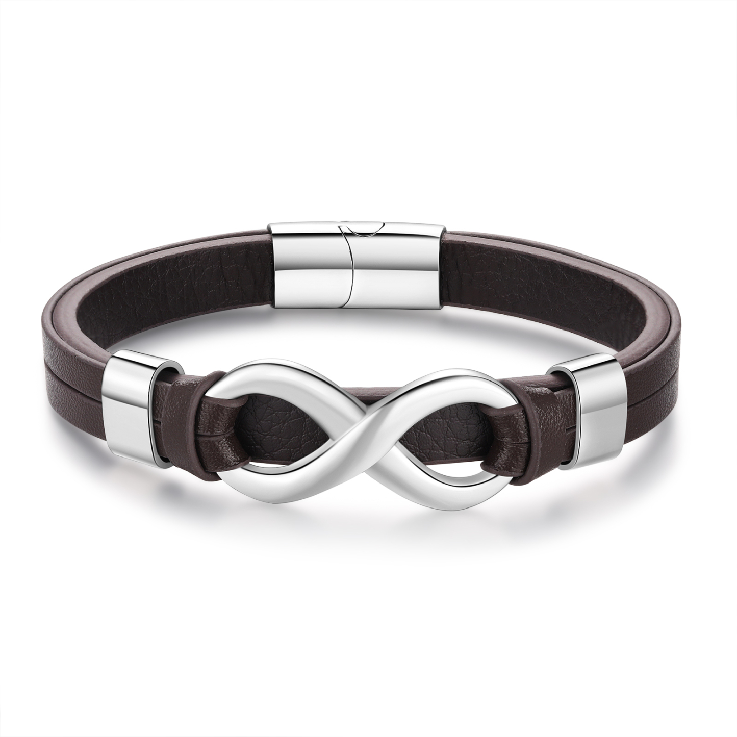 Bracelet Homme en cuir et acier inoxydable 2 Prénoms Personnalisés avec Texte Bracelet pour Homme｜Jessemade