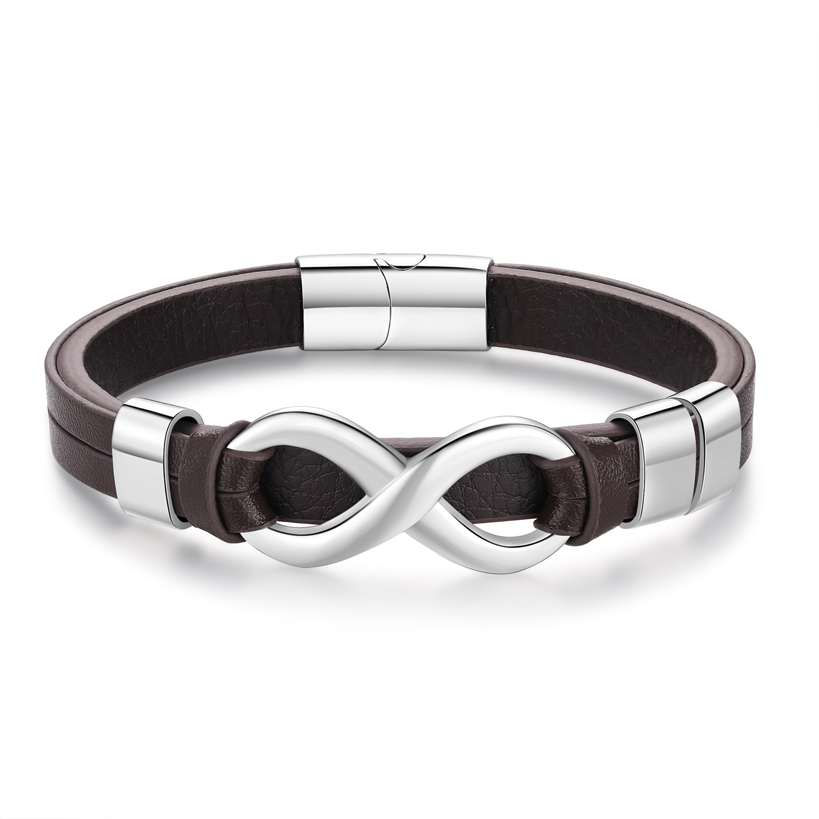Bracelet Homme en cuir et acier inoxydable 3 Prénoms Personnalisés avec Texte Bracelet pour Homme|Jessemade