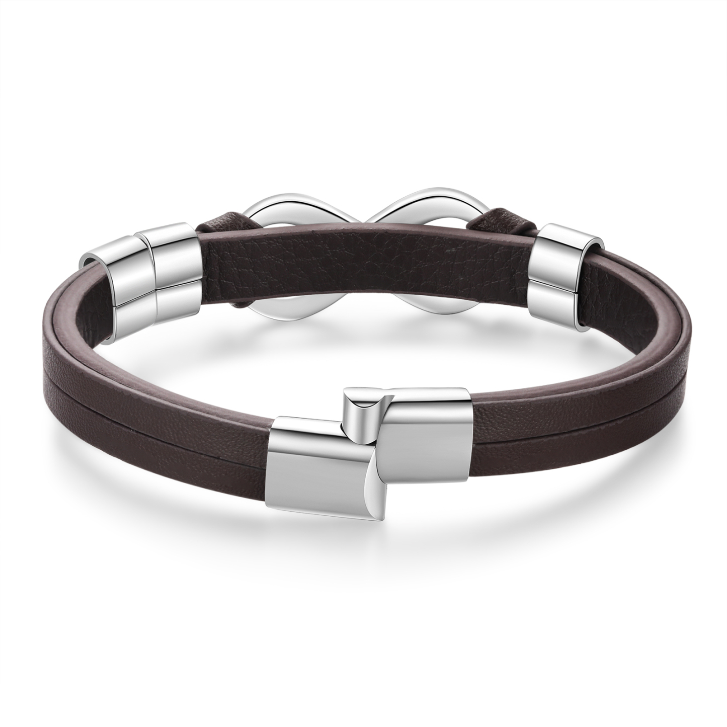 Bracelet Homme en cuir et acier inoxydable 3 Prénoms Personnalisés avec Texte Bracelet pour Homme|Jessemade