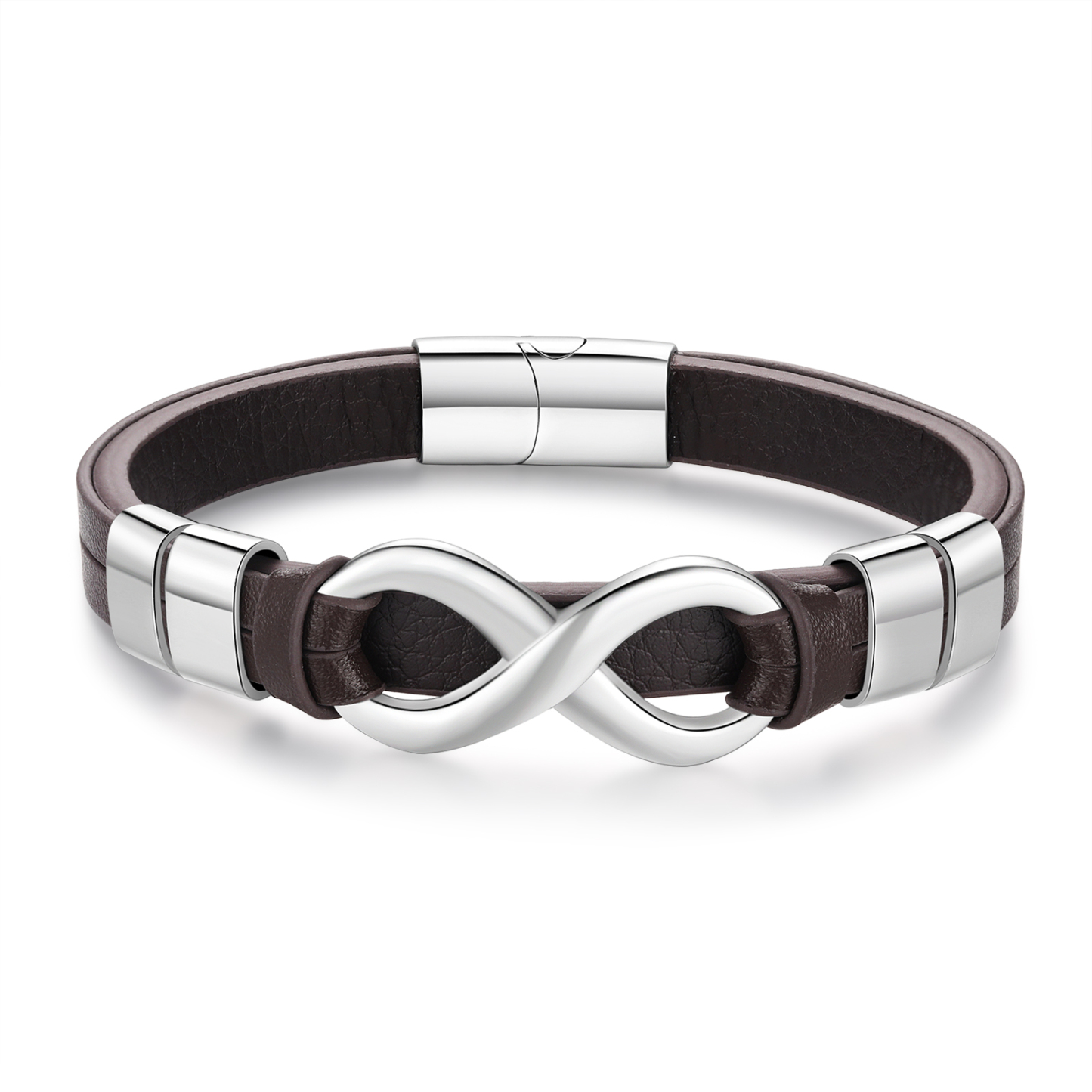 Bracelet Homme en cuir et acier inoxydable 4 Prénoms Personnalisés avec Texte Bracelet pour Homme|Jessemade