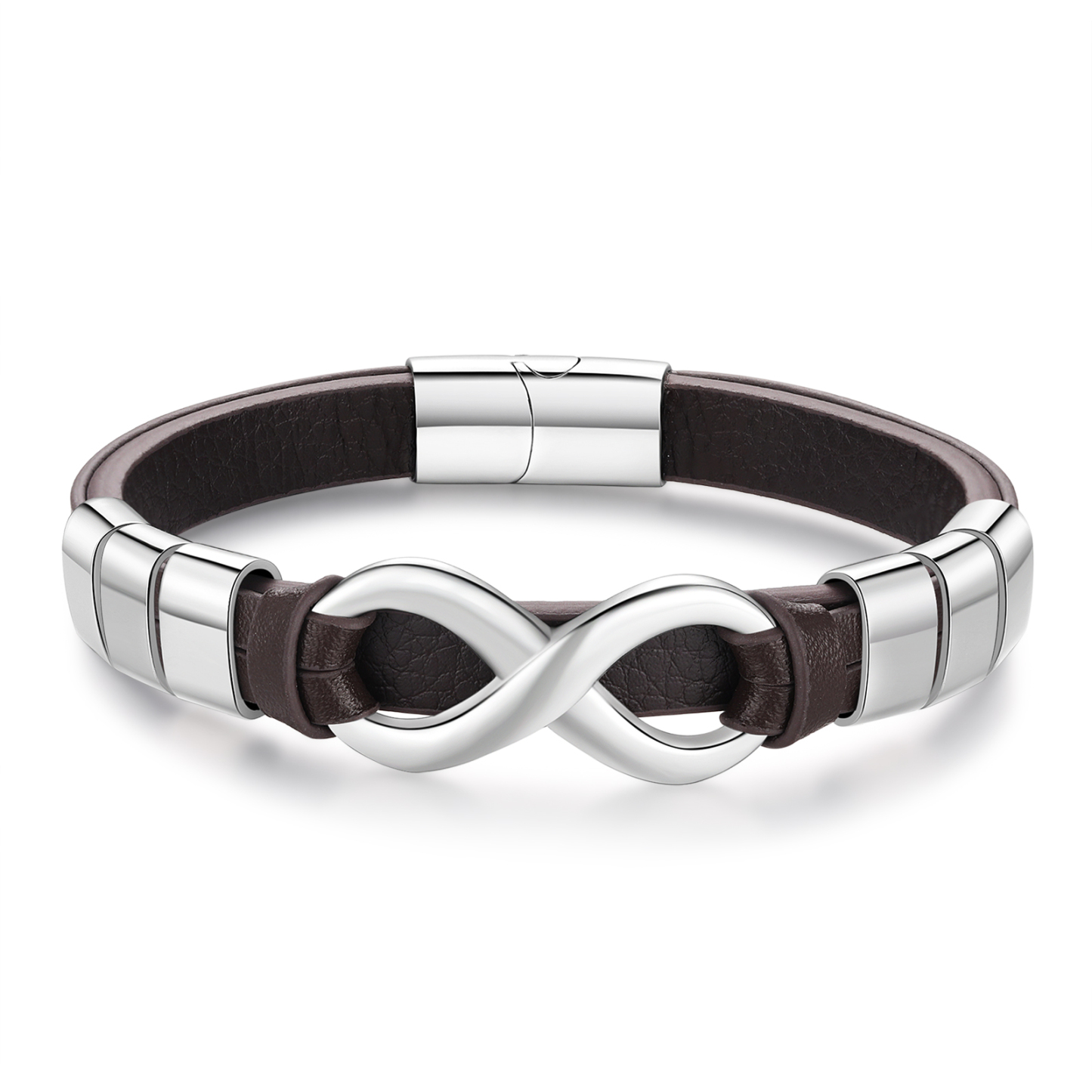Bracelet Homme en cuir et acier inoxydable 6 Prénoms Personnalisés avec Texte Bracelet pour Homme|Jessemade
