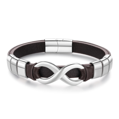 Bracelet Homme en cuir et acier inoxydable 6 Prénoms Personnalisés avec Texte Bracelet pour Homme｜Jessemade