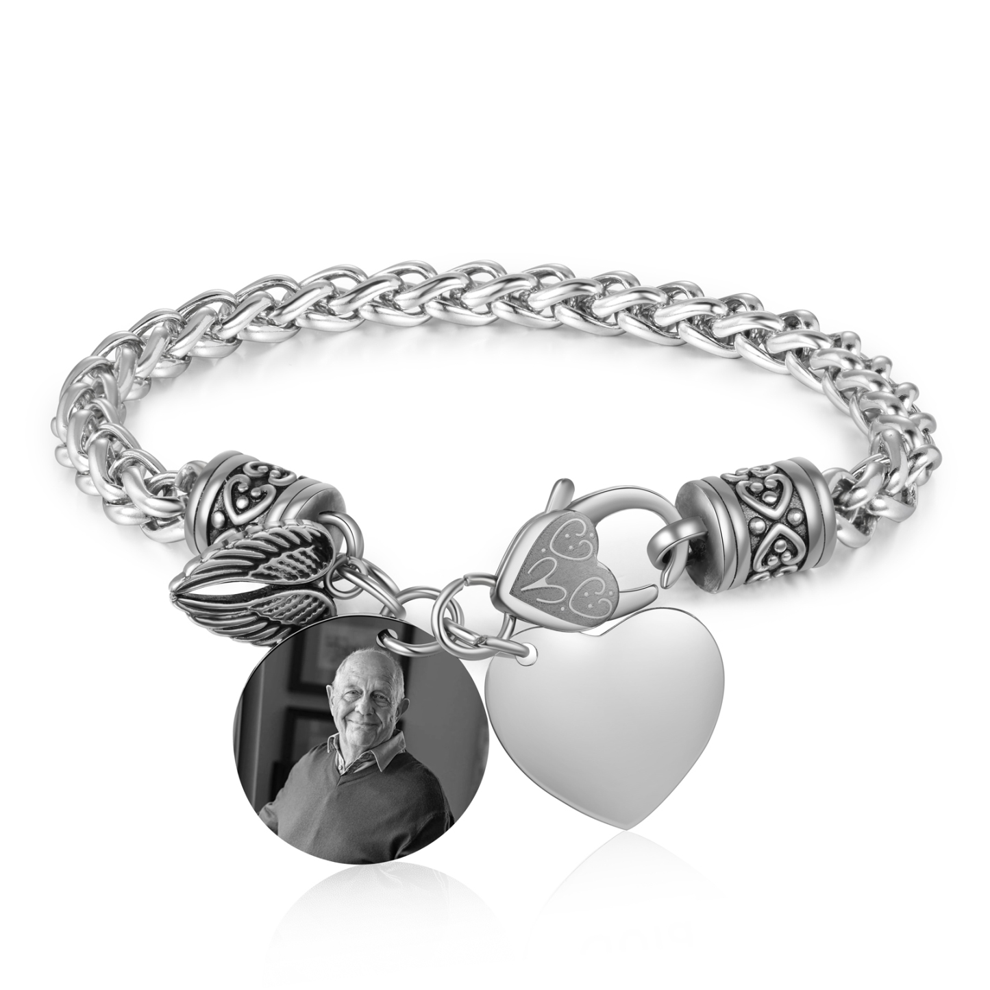Bracelet Ailes Commémoratif en Acier Inoxydable Photo Personnalisée Bracelet Personnalisé | Jessemade