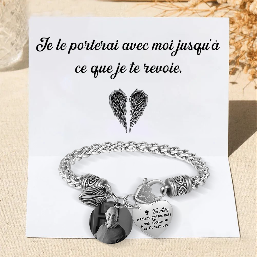 Bracelet Ailes Commémoratif en Acier Inoxydable Photo Personnalisée Bracelet Personnalisé Avec Cartes Commémoratives | Jessemade