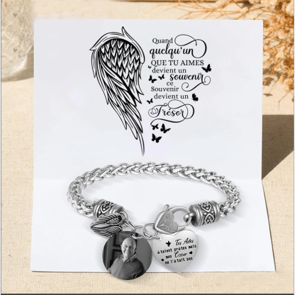Bracelet Ailes Commémoratif en Acier Inoxydable Photo Personnalisée Bracelet Personnalisé Avec Cartes Commémoratives | Jessemade