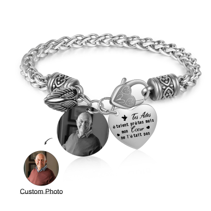 Bracelet Ailes Commémoratif en Acier Inoxydable Photo Personnalisée Bracelet Personnalisé | Jessemade