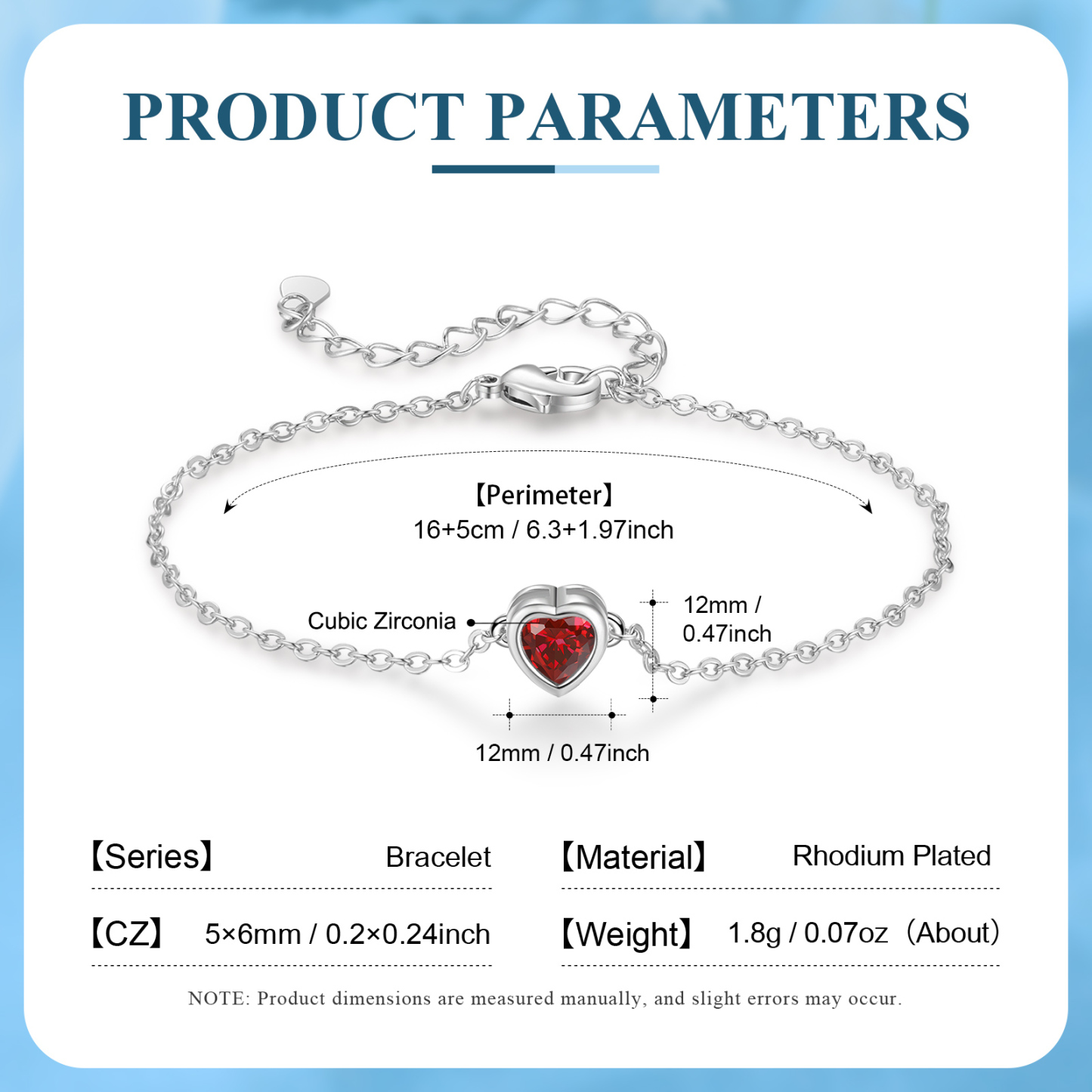 Bracelet Personnalisé avec 1 Pierre de Naissance Cœur Bracelet pour Femme | Jessemade