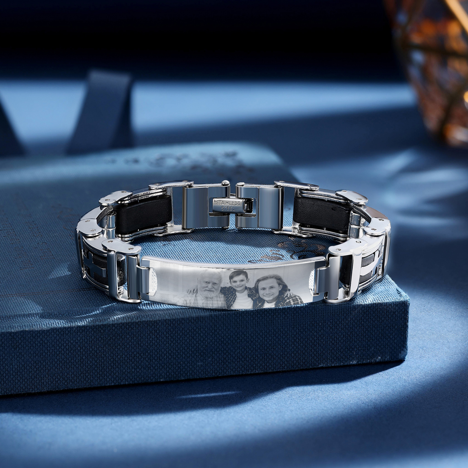 Bracelet Homme en Acier Inoxydable Personnalisé avec Photo Bracelet Personnalisable Cadeau pour Homme | Jessemade