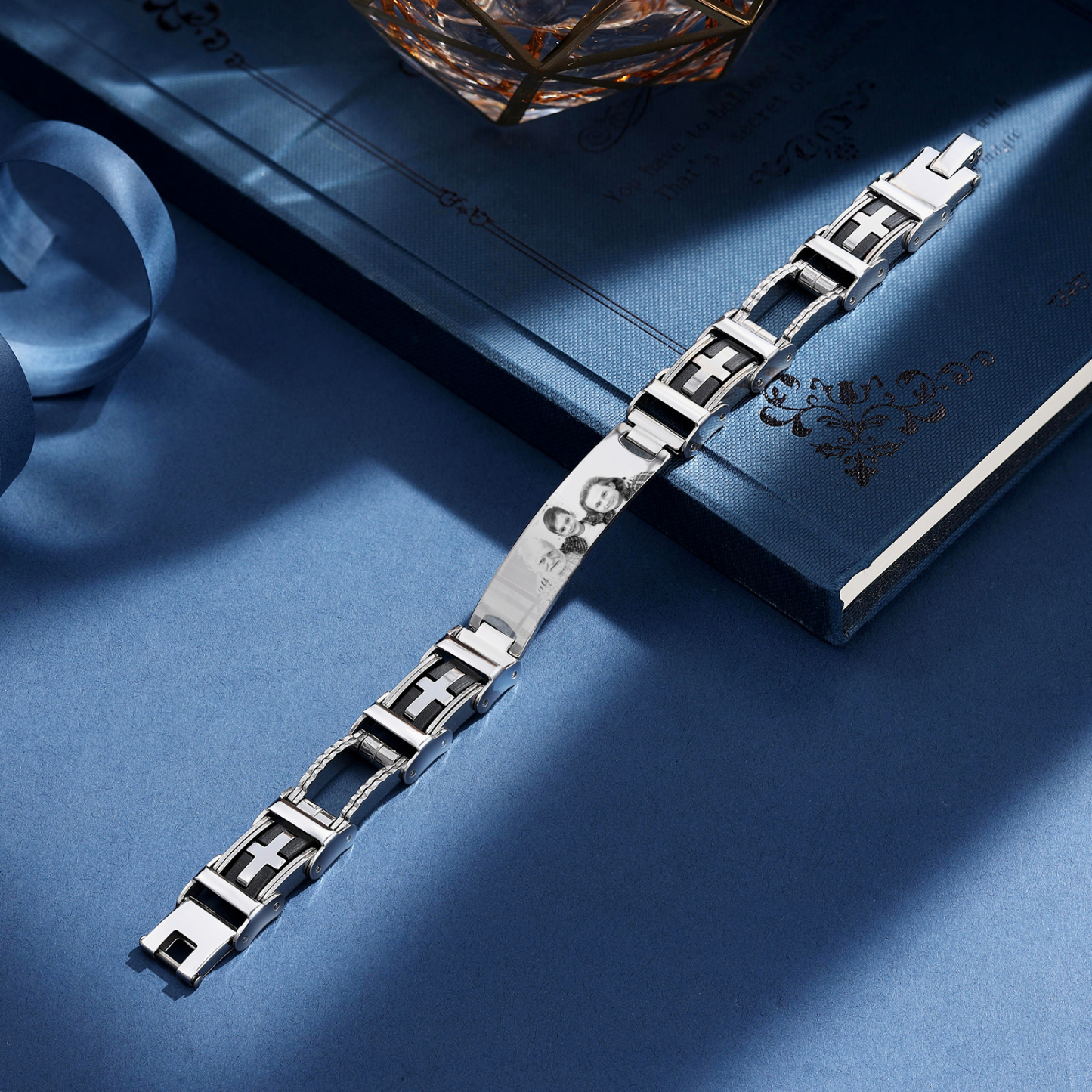 Bracelet Homme en Acier Inoxydable Personnalisé avec Photo Bracelet Personnalisable Cadeau pour Homme | Jessemade