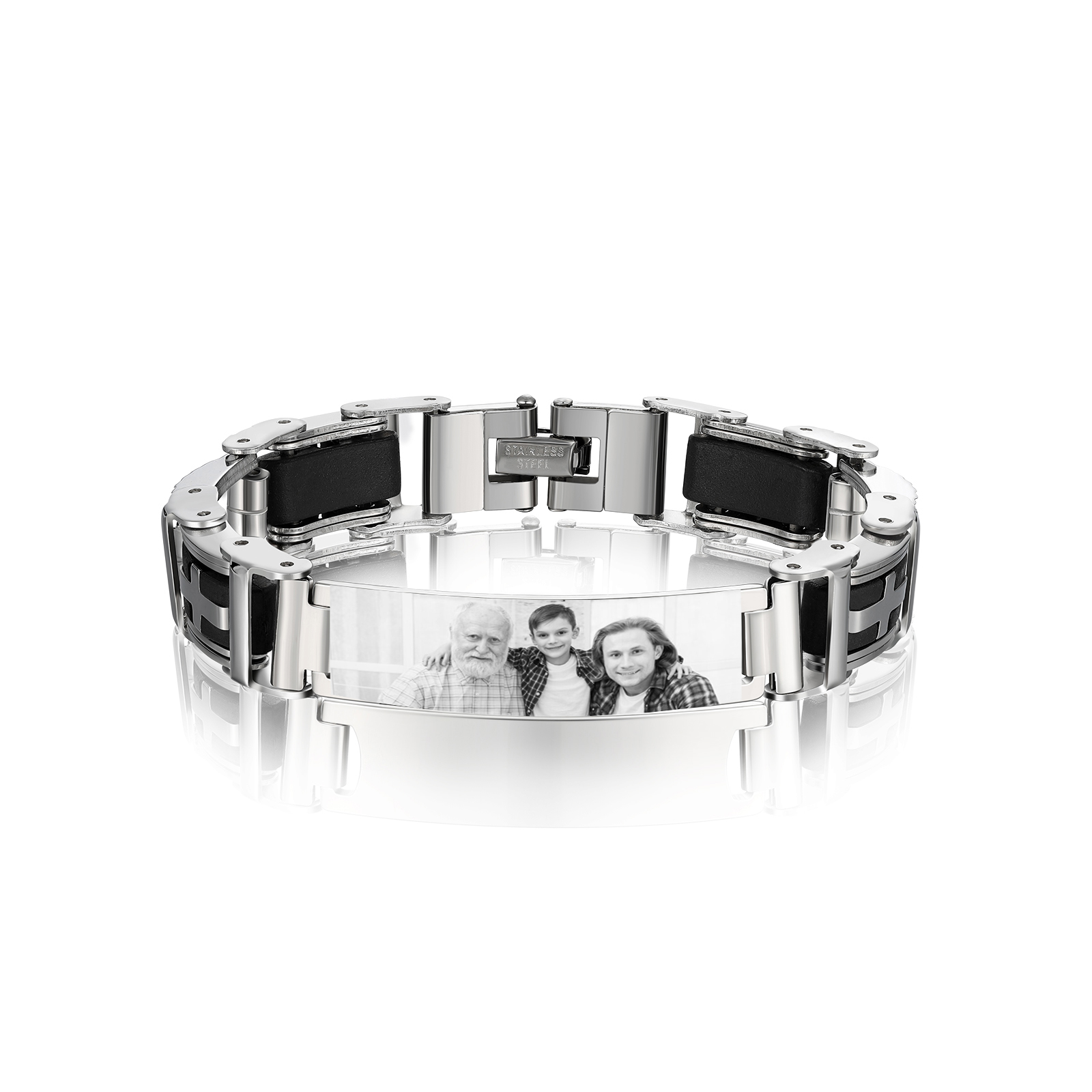 Bracelet Homme en Acier Inoxydable Personnalisé avec Photo Bracelet Personnalisable Cadeau pour Homme | Jessemade