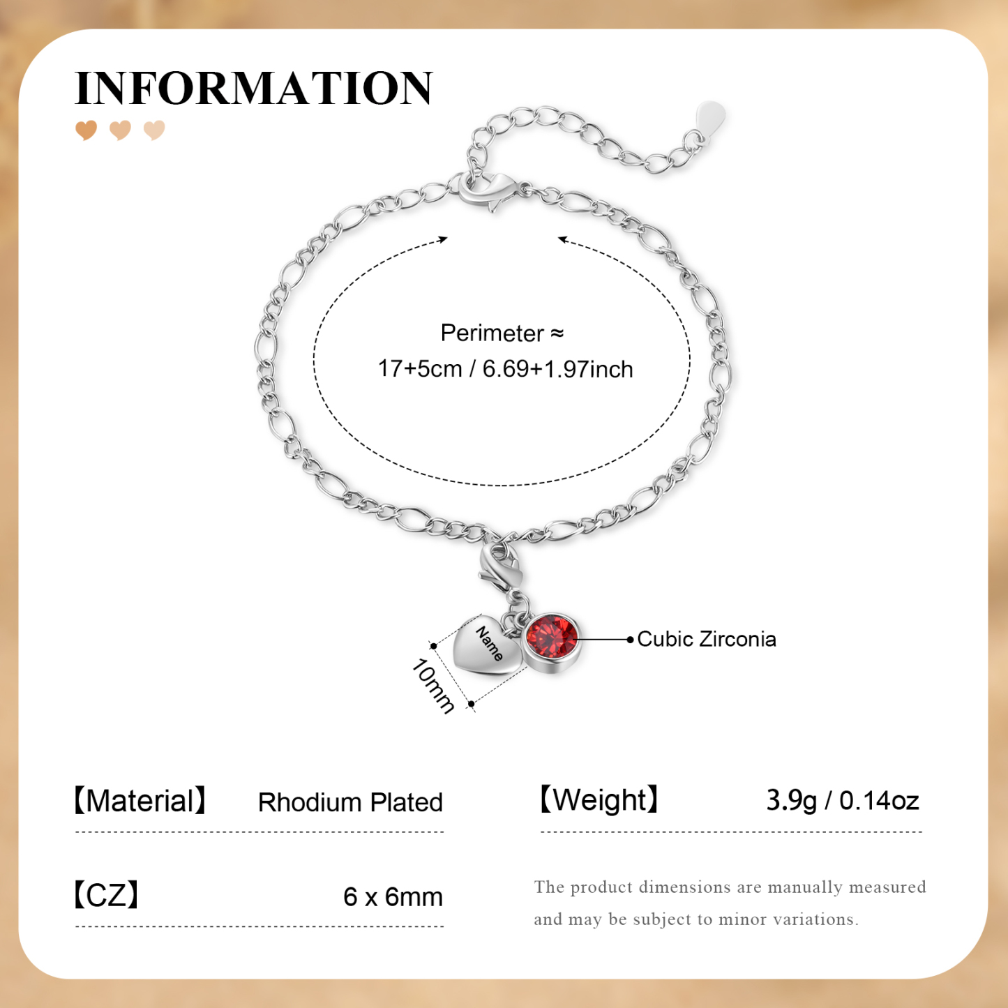 Bracelet Personnalisé avec 1 Prénom et Pierre de Naissance Bracelet Femme en Argent/Or Cadeau pour Femme | Jessemade