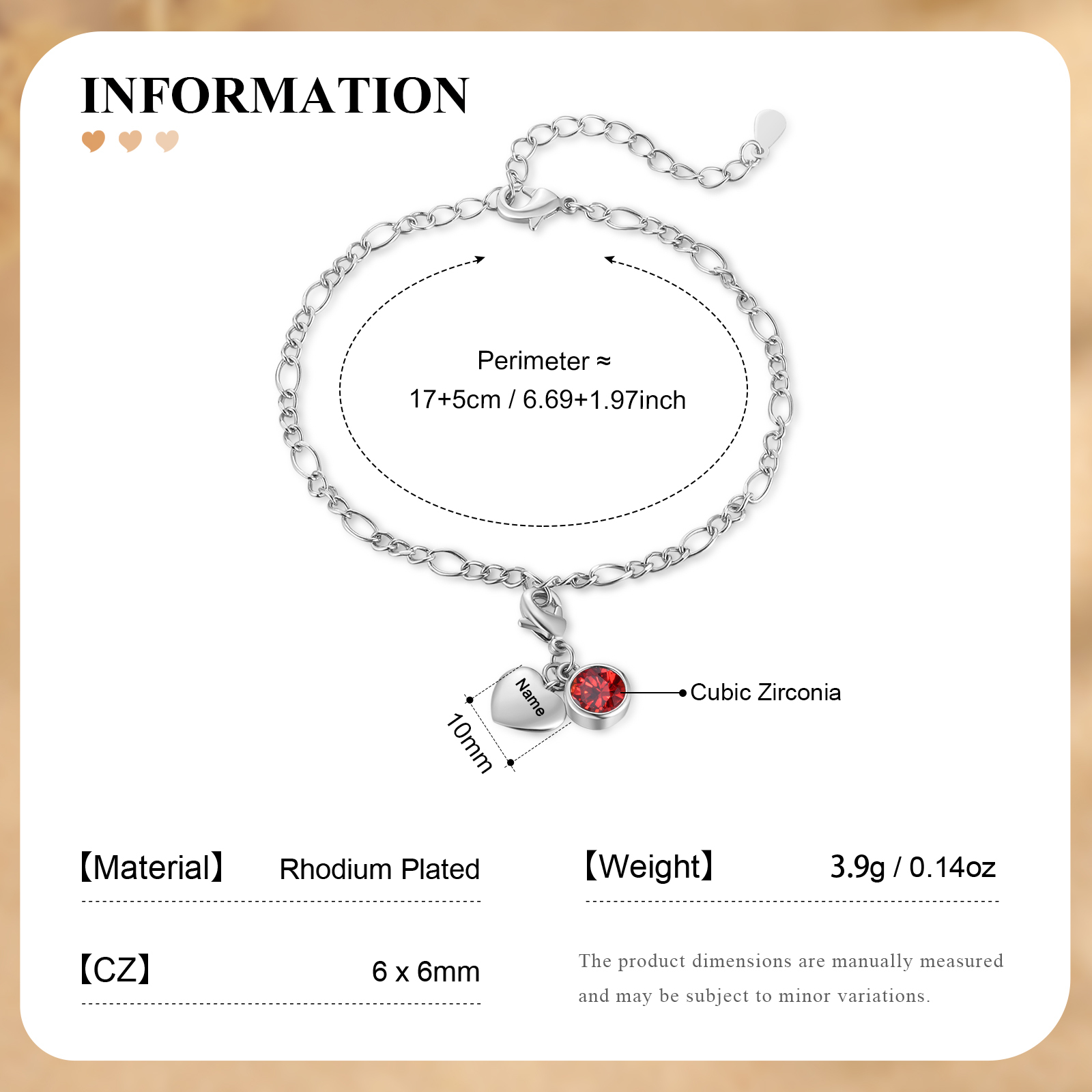 Bracelet Personnalisé avec 1 Prénom et Pierre de Naissance Bracelet Femme en Argent/Or Cadeau pour Femme | Jessemade