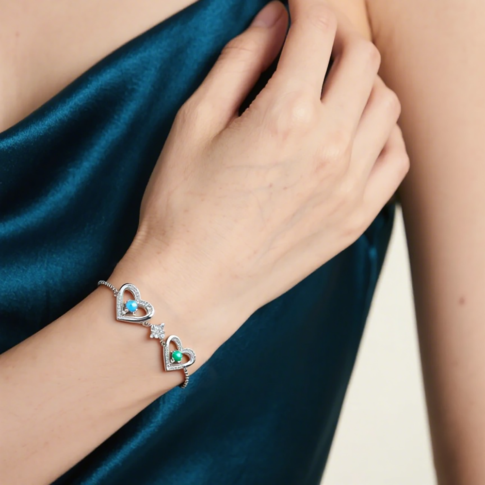 Bracelet Coeur Personnalisé avec 2-6 Pierres de Naissance Bracelet Infini Personalisable pour Femme | Jessemade