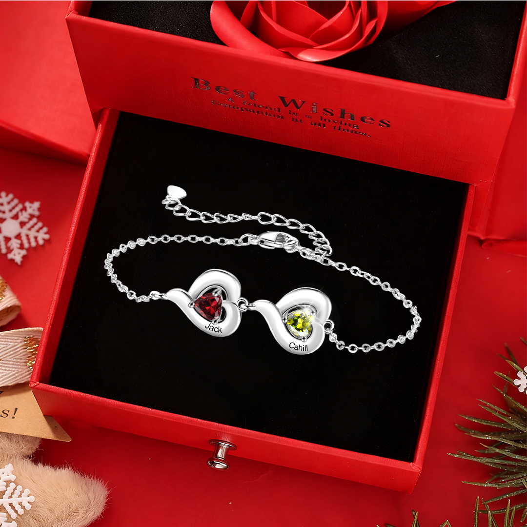 Bracelet de pierres de naissance — de 1 à 5 prénoms et pierres — Anniversaire | Jessemade