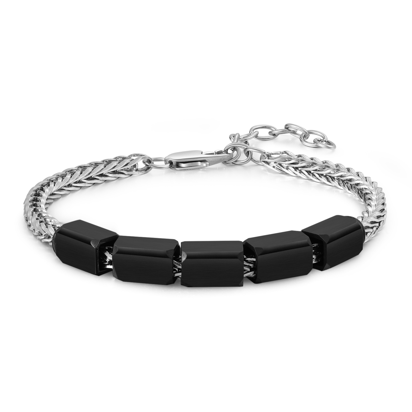 Bracelet personnalisé avec 5 Prénoms gravés en Acier Inoxydable - Cadeau pour Homme  | Jessemade