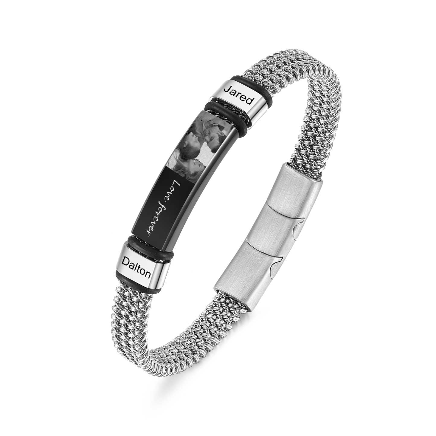 Bracelet Personnalisé avec 2-5 Prénoms, Photo et Texte gravés Bracelet Personnalisé Homme | Jessemade