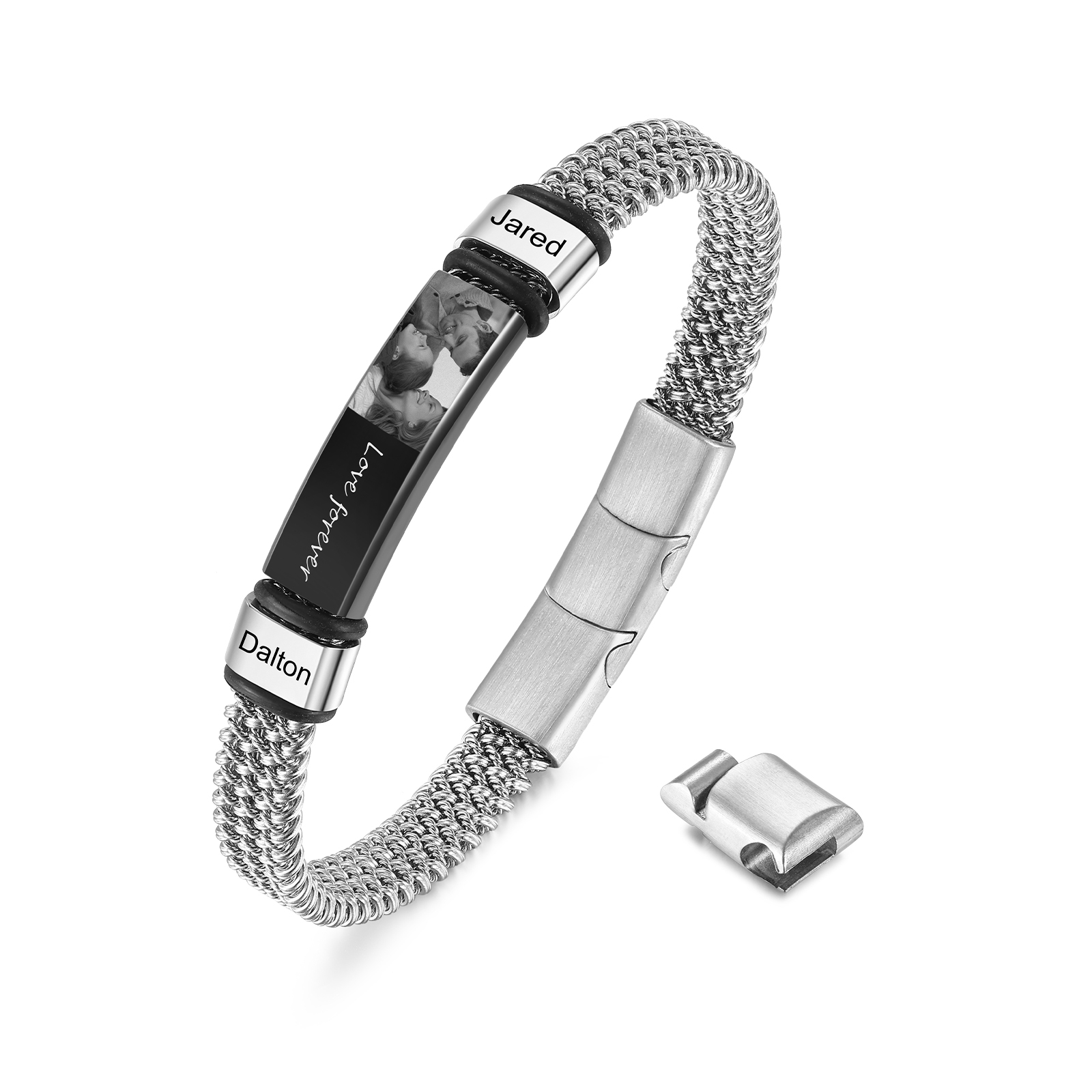 Bracelet Personnalisé avec 2-5 Prénoms, Photo et Texte gravés Bracelet Personnalisé Homme | Jessemade