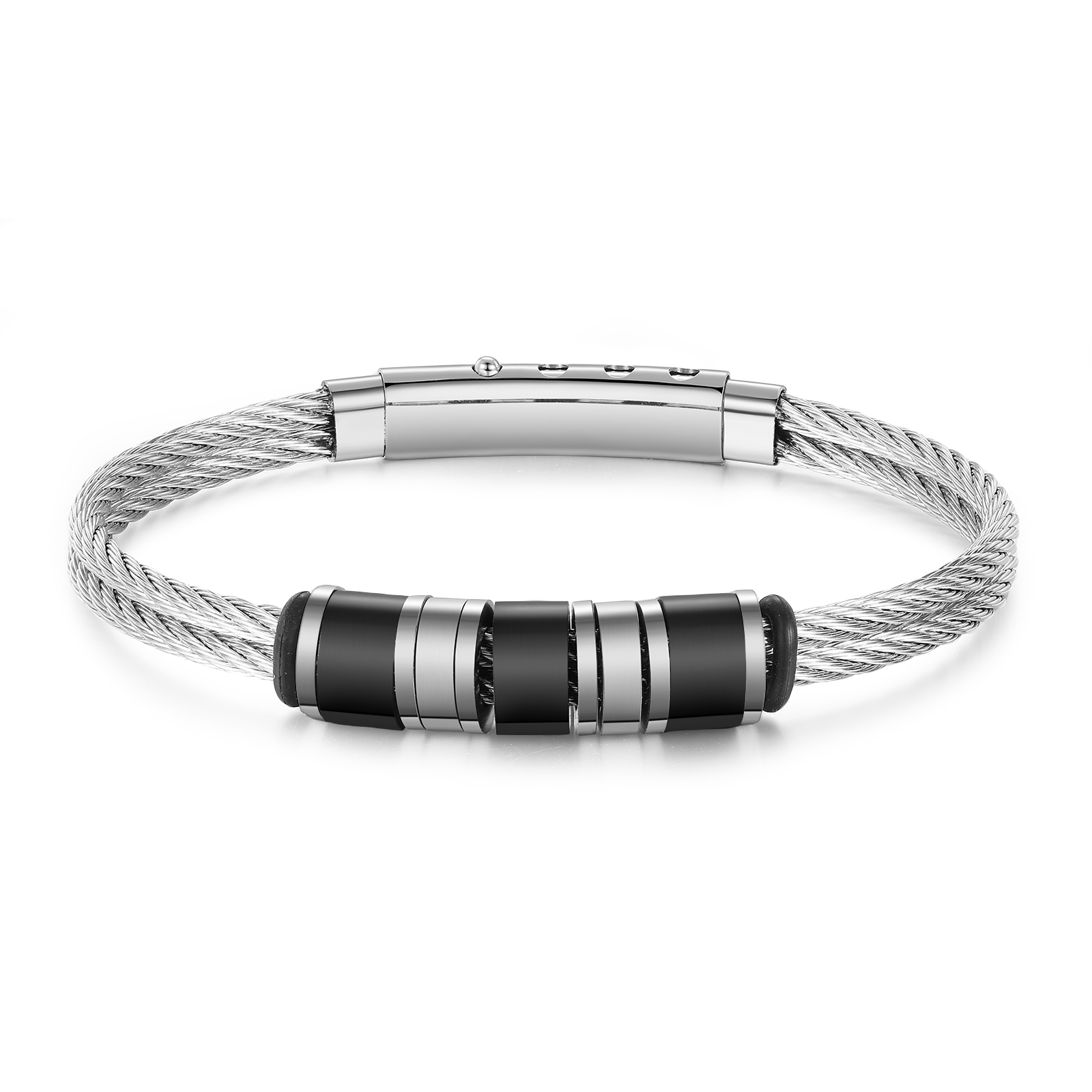 Bracelet Homme Personnalisé avec 3 Prénoms Gravés en Acier Inoxydable｜Jessemade