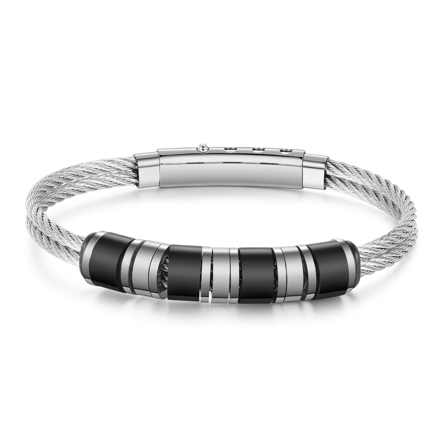 Bracelet Homme Personnalisé avec 4 Prénoms Gravés en Acier Inoxydable｜Jessemade