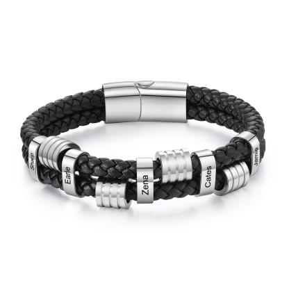 Bracelet homme personnalisé 5 prénoms – Cadeau unique gravé | Jessemade