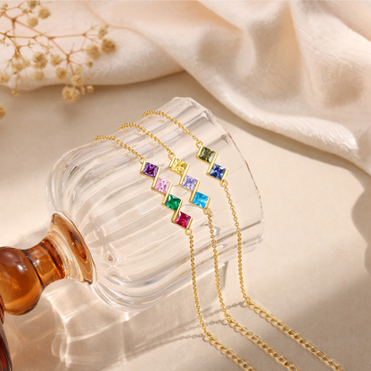 Bracelet Personnalisable avec 4 Pierres de Naissance - Cadeau pour Femme | Jessemade