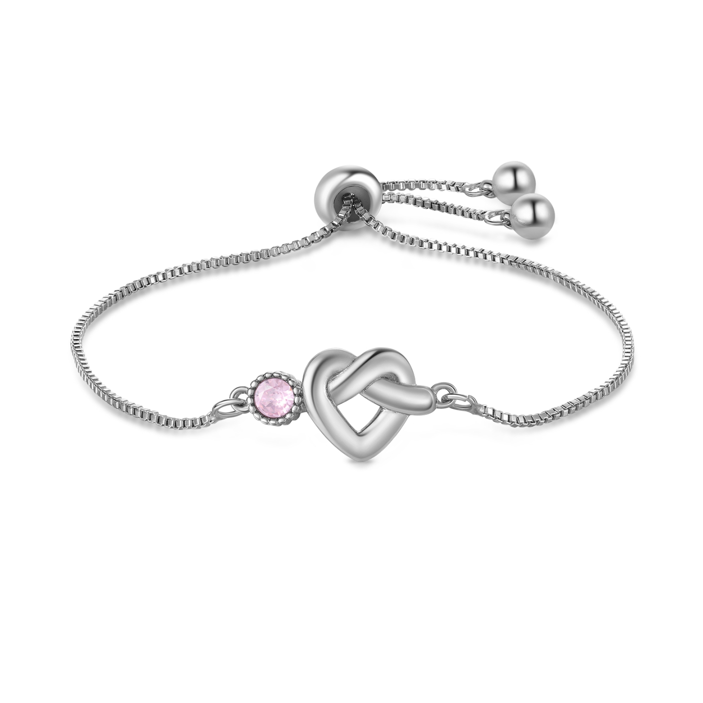 Bracelet Coeur Personnalisé avec 1 Prénoms et 1 Pierres de Naissance Bracelet Infini Personalisable pour Femme | Jessemade