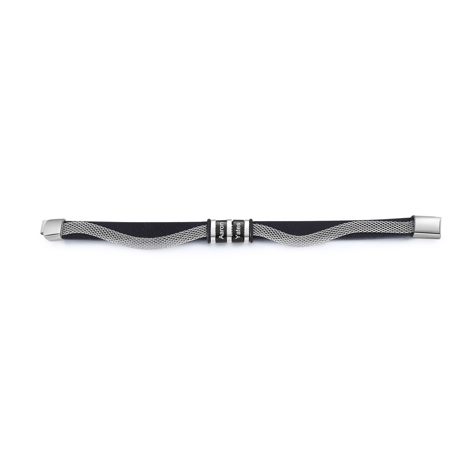 Bracelet Homme  Personnalisé avec Gravure de 2 Prénoms en Acier et Cuir - Cadeau Pour Homme | Jessemade