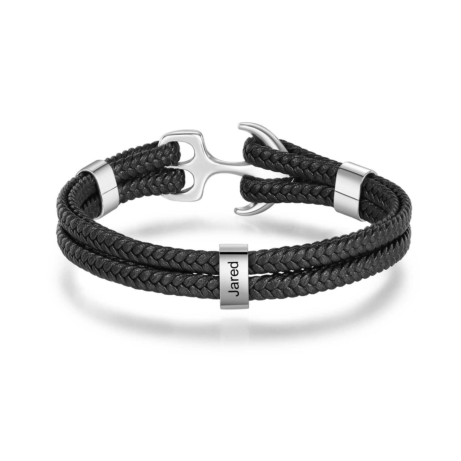 Bracele personnalisé ancre en Acier avec 1 Prénom gravé - Cadeau pour Homme  | Jessemade